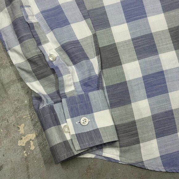 Hugo Boss Slim Fit Dress Shirt Plaid "Jason" Cotton Blue 38 15 Small - Picture 4 of 12